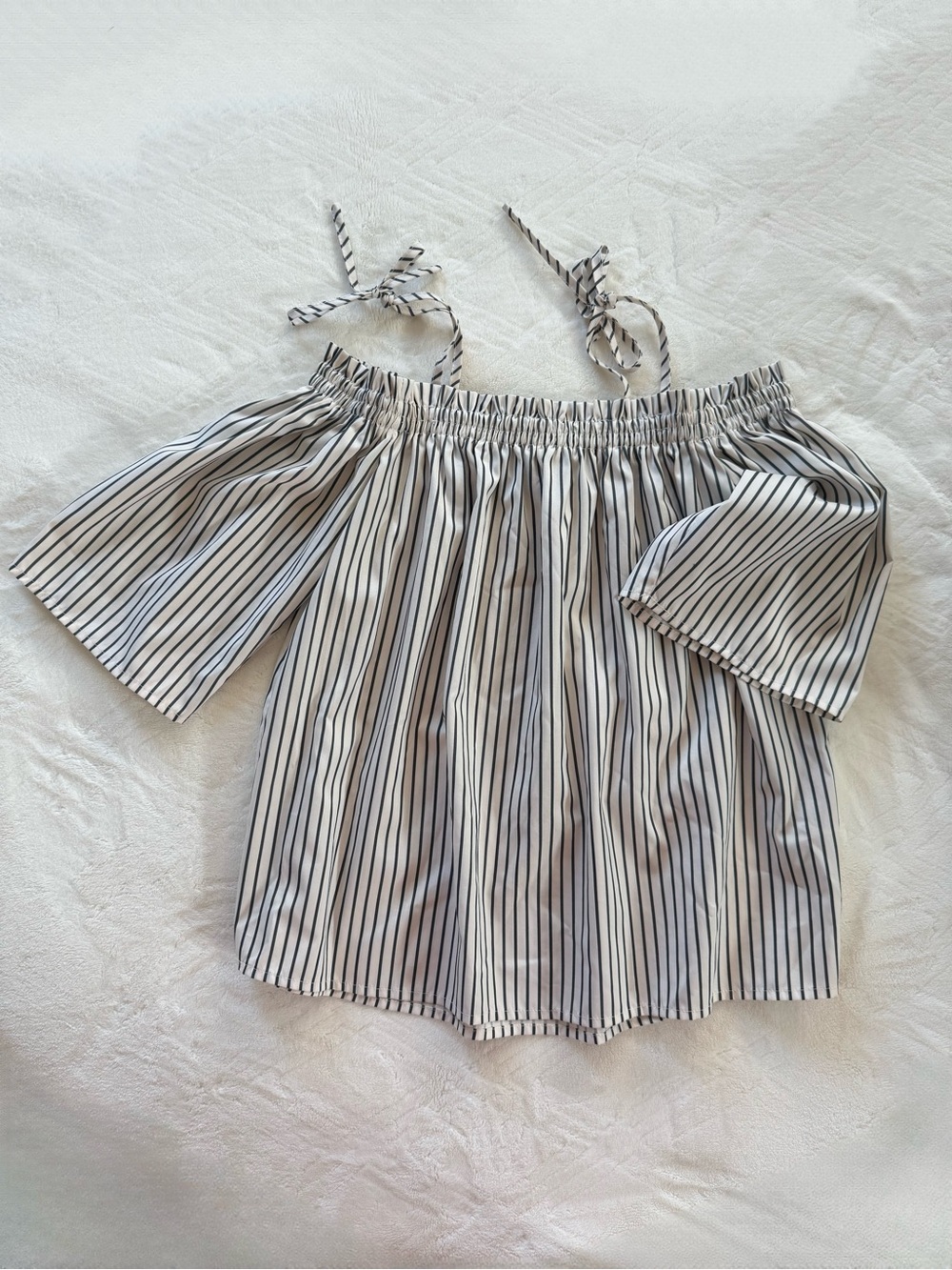 Off-Shoulder Black and White Striped Top